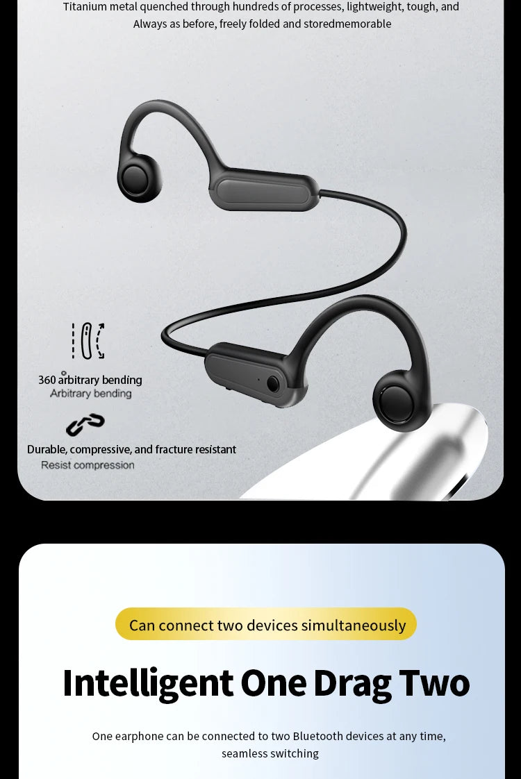 Słuchawki B8 z prawdziwym przewodnictwem kostnym Bluetooth 5.3 Sportowe słuchawki bezprzewodowe z zaczepem na ucho Wodoodporne IPX5 do biegania i jazdy samochodem
