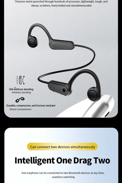 Słuchawki B8 z prawdziwym przewodnictwem kostnym Bluetooth 5.3 Sportowe słuchawki bezprzewodowe z zaczepem na ucho Wodoodporne IPX5 do biegania i jazdy samochodem