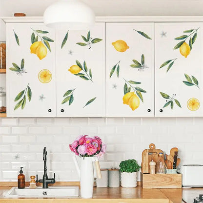2 Sheets Mural Wall Decor Decals Walls Room Sticker Cabinet Kid Home Lemon Bedroom Fruit Minimalist Stickers For Children'S Room