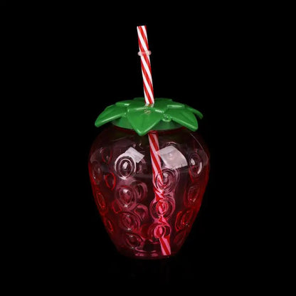 ✔Strawberry Shaped Plastic Cup With Straw Cute Water Bottle Portable Drinking Cup Beverage Cups For Summer Party Home Use