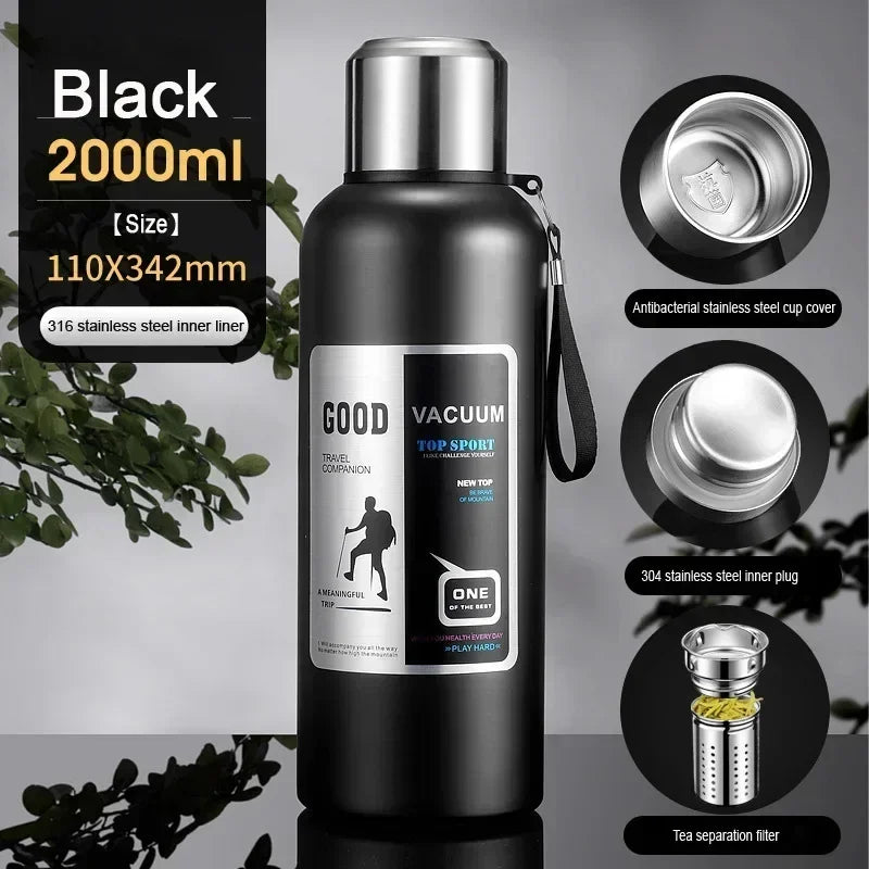 Large Capacity Cold & Hot Thermos Tumbler, Stainless Steel Insulated Water Bottle, Tea Coffee Flask Pot Travel Mug