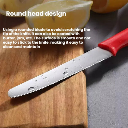 Serrated Steak Knife, Stainless Steel Steak Knife With Pointed Tail Plastic Handle, Multifunctional Kitchen Bread Dessert Knife