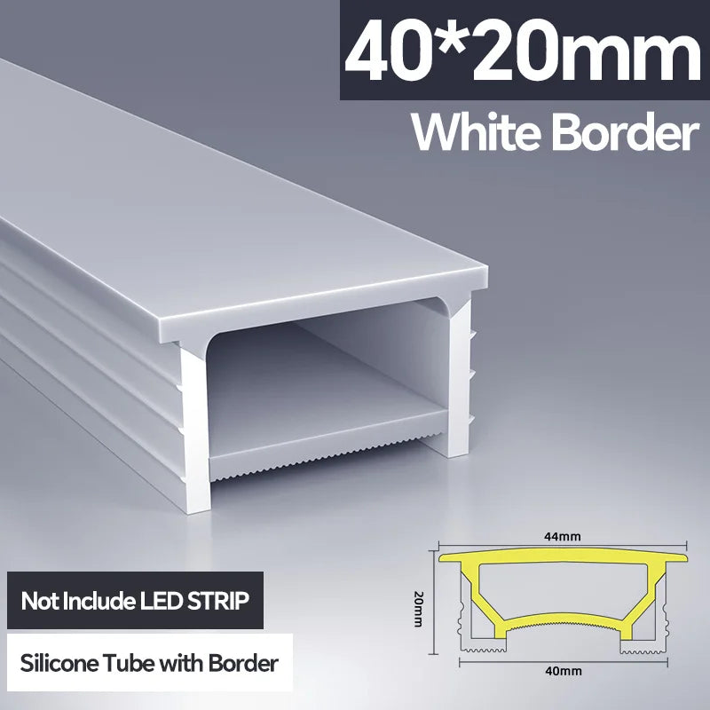 1M-10M LED Neon Rope Tube Soft Silicone Diffuser Channel Black/White Flexible Ribbon Strip Light for Recessed Channel