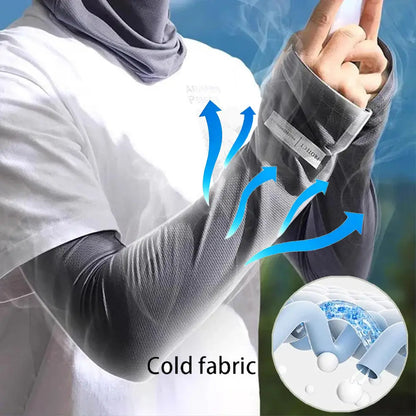 Reflective Logo Ice Silk Cooling Arm Sleeves, Breathable Mesh Sun Protection Sleeves for Men and Women