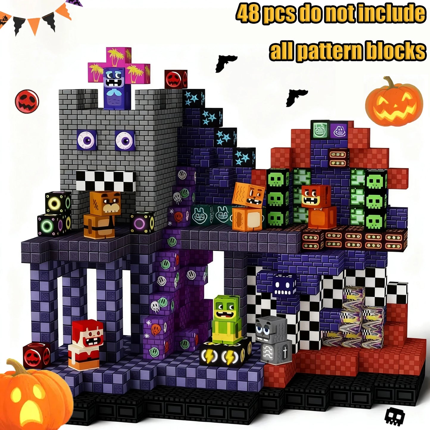 Magnetic Building Blocks Mine World Magnetic Forest Ender Lava  Construction Brick Cube STEM Toy Set Gift for Boy Girl Children
