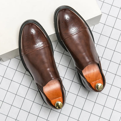 Classic Casual Leather Shoes For Men Slip On Men's Dress Shoes Trend Wedding Casual Business Shoes For Men Leather Social Loafer