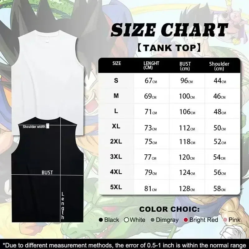 Dragon Ball Z Vegeta Black Sleeveless Shirt for Men Cotton Anime Print Tank Top with Horn Design Blue Power Effect Street Style