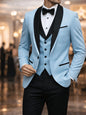 Men's Slim Fit Business Suit Black Shawl Lapel Casual Tuxedos for Wedding Groomsmen Suits Set