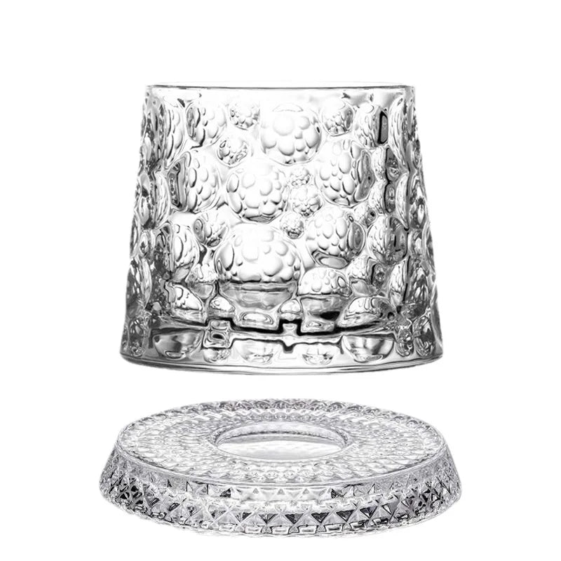 280ML Rotating Whiskey Glass Creative Crystal Premium Beer Cup Str Relief Liquor Cup With Base Straight Drink Mold Wine Glass