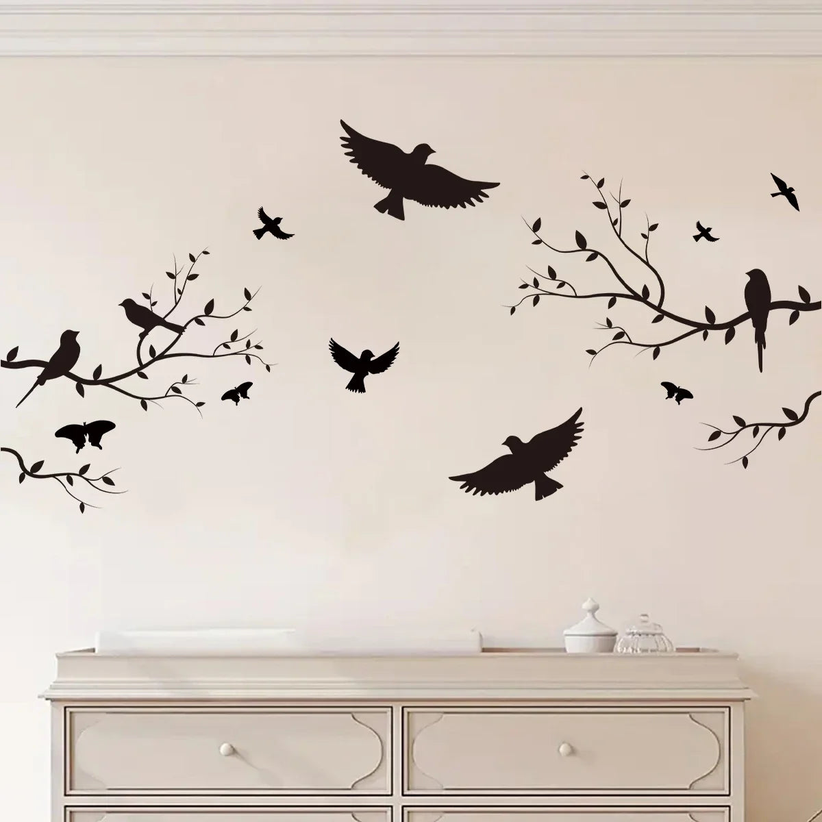 1Pc Branch Bird Silhouette Wall Stickers for Kids Room Decoration Living Room Decor Children's Home Bedroom Wall Decals DIY