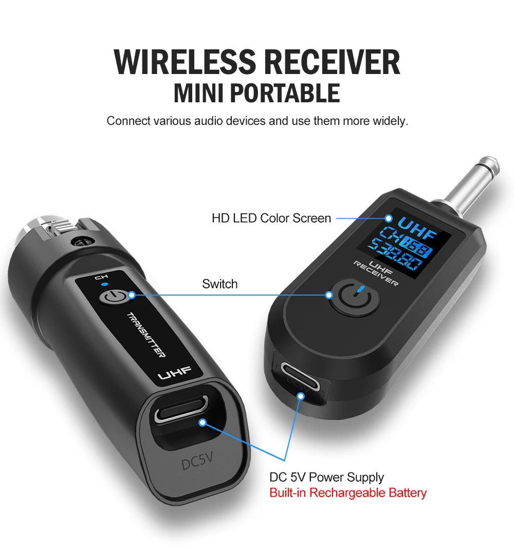 Wireless Microphone Transmitter Receiver System UHF XLR Adapter System for Dynamic Microphone Guitar Audio Mixer PA System DGNOG