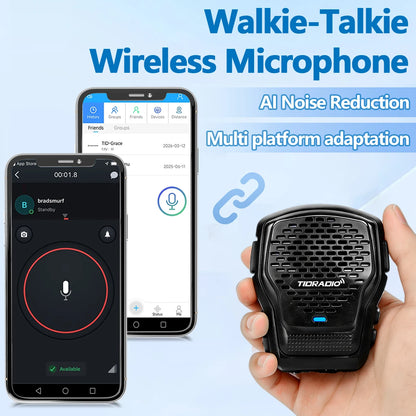 TIDRADIO Q2L Walkie Talkie Wireless Handheld Speaker Mic AI Noise Reduction Wireless Microphone Support Zello Odmastr Program