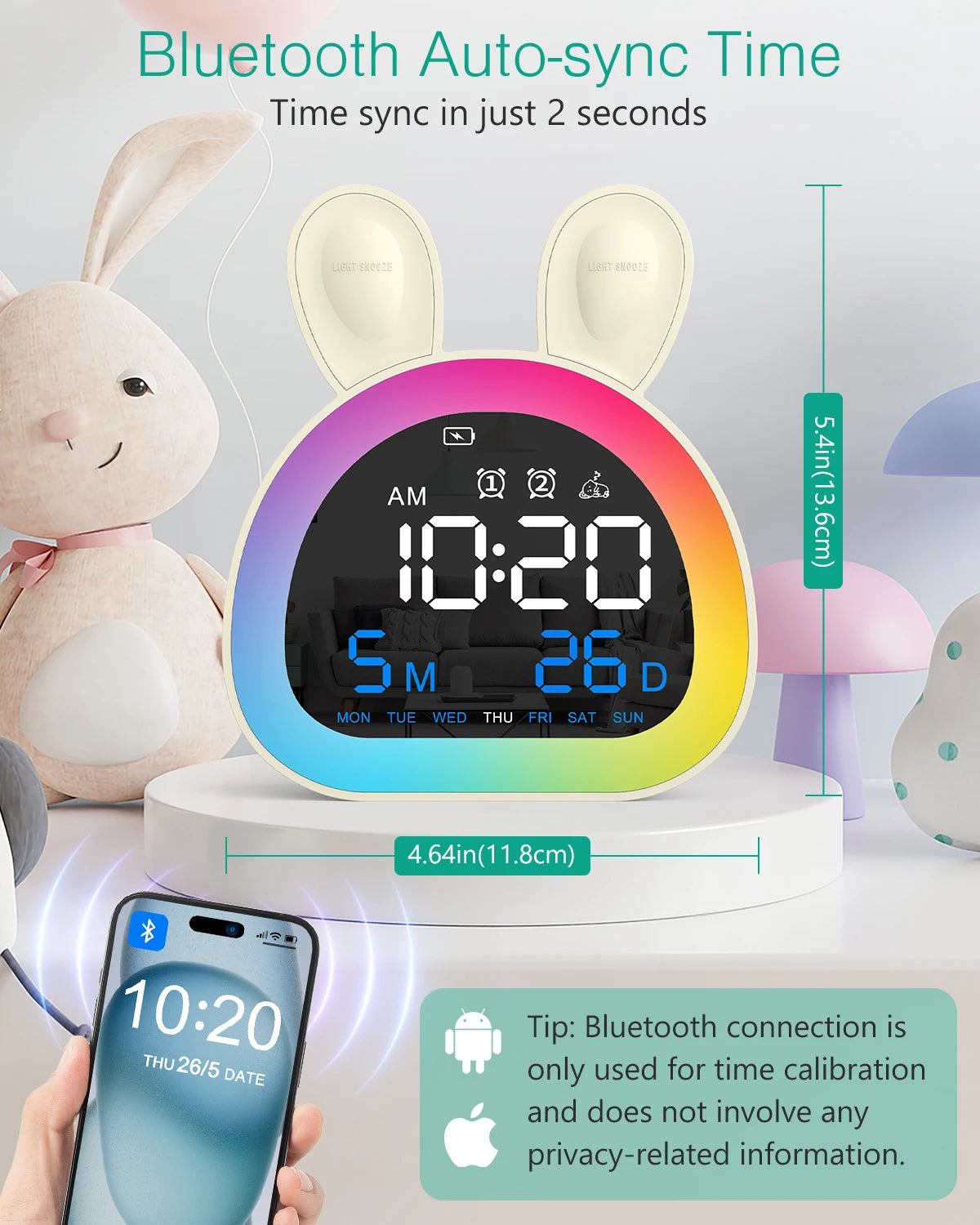 ORIA Kids Alarm Clock Ok to Wake Clock Toddlers Night Light Clock Cute Alarm Clocks with Sleep Training for Boys Girls Gift