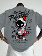 American men's summer personalized small devil letter print comfortable and breathable round neck T-shirt outdoor street top