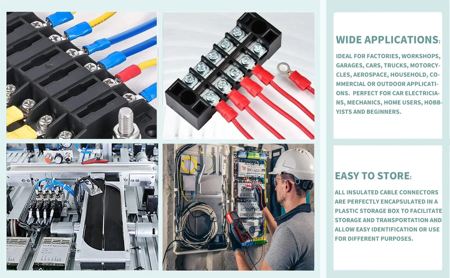 Vehicle Electrical Wire Connectors Kit Assorted Male Female Spade Ring Fork Butt Quick Splice Insulated Terminals For Automotive
