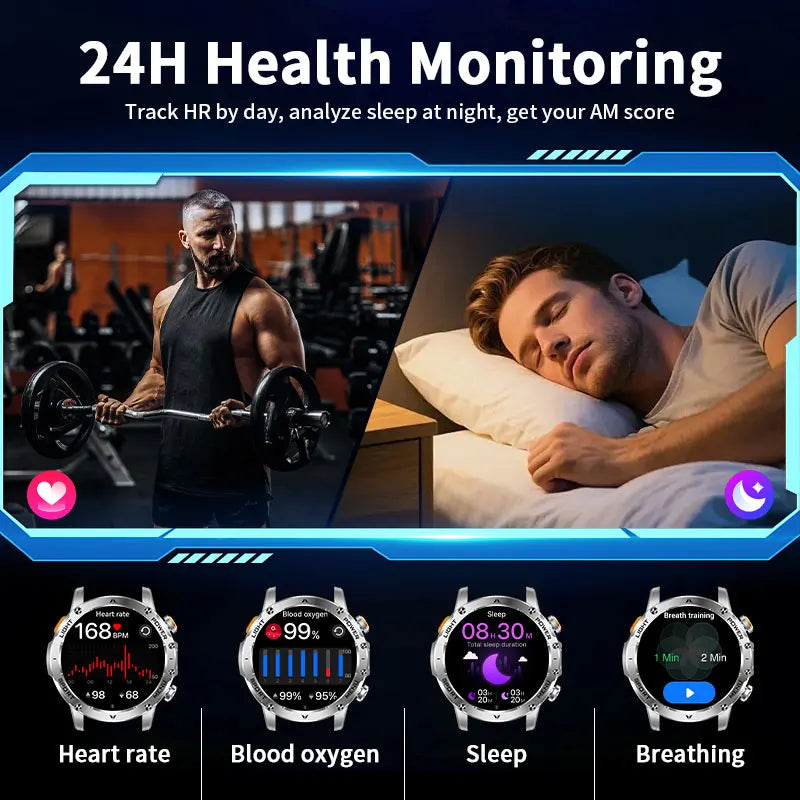 LIGE 2026 New Ultra Military Grade 1000mAh Battery Smart Watch For Men IP68 Waterproof Sports Fitness Bluetooth Call Smartwatch