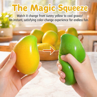 Color Changing Mango 크런치 말랑이 Squishy Fidget Toy Soft ASMR Sensory Squeeze Ball Anti-Anxiety Stress Relief Decompression Fun 말랑이