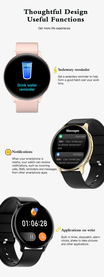 LIGE Nowy Smartwatch z Pomiarem Temperatury Ciała Damski Męski Ekran HD 360 Odbieranie Połączeń Wybieranie Połączeń Smartwatch Męskie Zegarki dla Kobiet Bransoletka