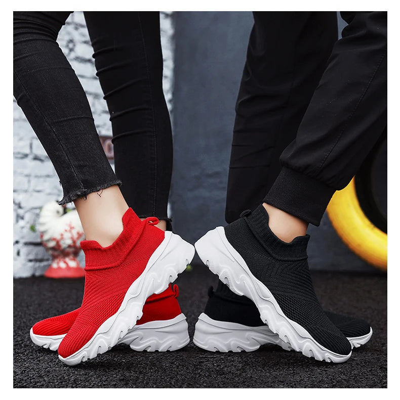 Men'S And Women'S Sneakers Mesh Breathable Lightweight High-Top Running Tennis Shoes Comfortable Outdoor Pair Naked Boots