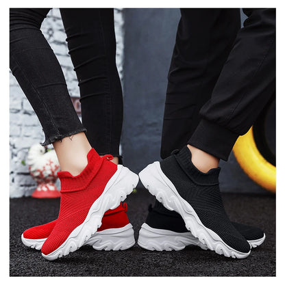 Men'S And Women'S Sneakers Mesh Breathable Lightweight High-Top Running Tennis Shoes Comfortable Outdoor Pair Naked Boots