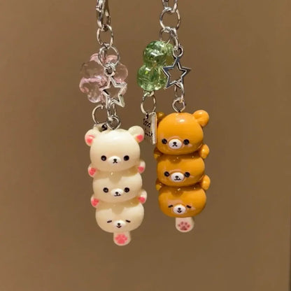 Śliczny Miś Zawieszka do Telefonu Kawaii Anime Brelok Akcesoria do Kluczy Plecak iPhone 17Promax Airpods Ins Korea Nowy Y2K