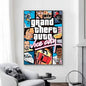 Game Grand T Auto posters Self-adhesive Paper Print Home Living Room Bedroom Entrance Bar Cafe Art