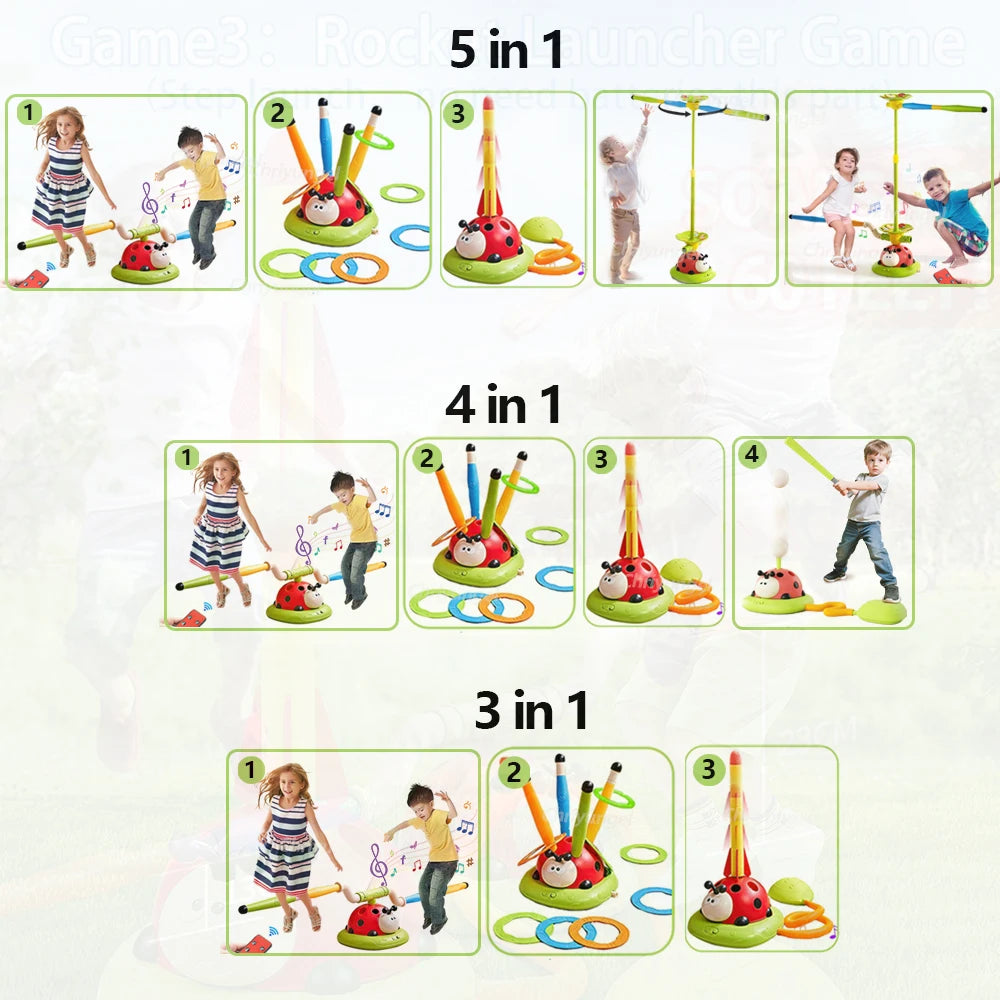 Musical Jump Sports Toys Multifunction Toss Ring Game Toy and Shooting Launcher for Kids Fitness Training Home Outdoor Game
