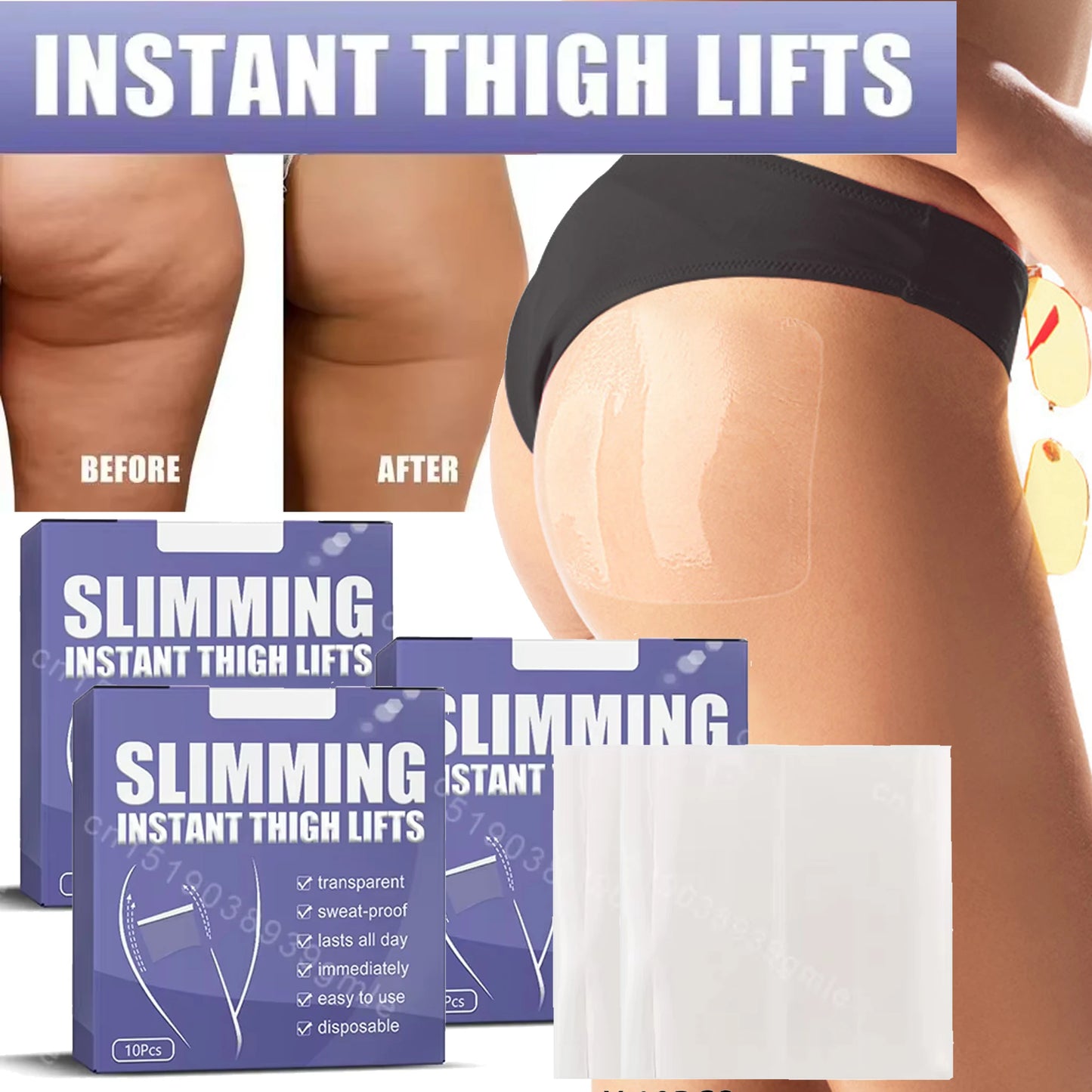 Leg & Buttock Lifting Invisible Thin Leg Stickers Firming Skin Tightening Tape Leg Hip Lifting Patch Thin Inner Sticker