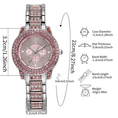 20262026 Spring Fashion Quartz Watch Accessories Set for Men and Women, Simple and Trendy Double Row Bracelet Cross Set