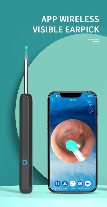 Smart Ear Wax Cleaner with Camera 3.5mm Earpick Otoscope Visual Ear Camera Health Care Ear Cleaner for iPhone, iPad, Android
