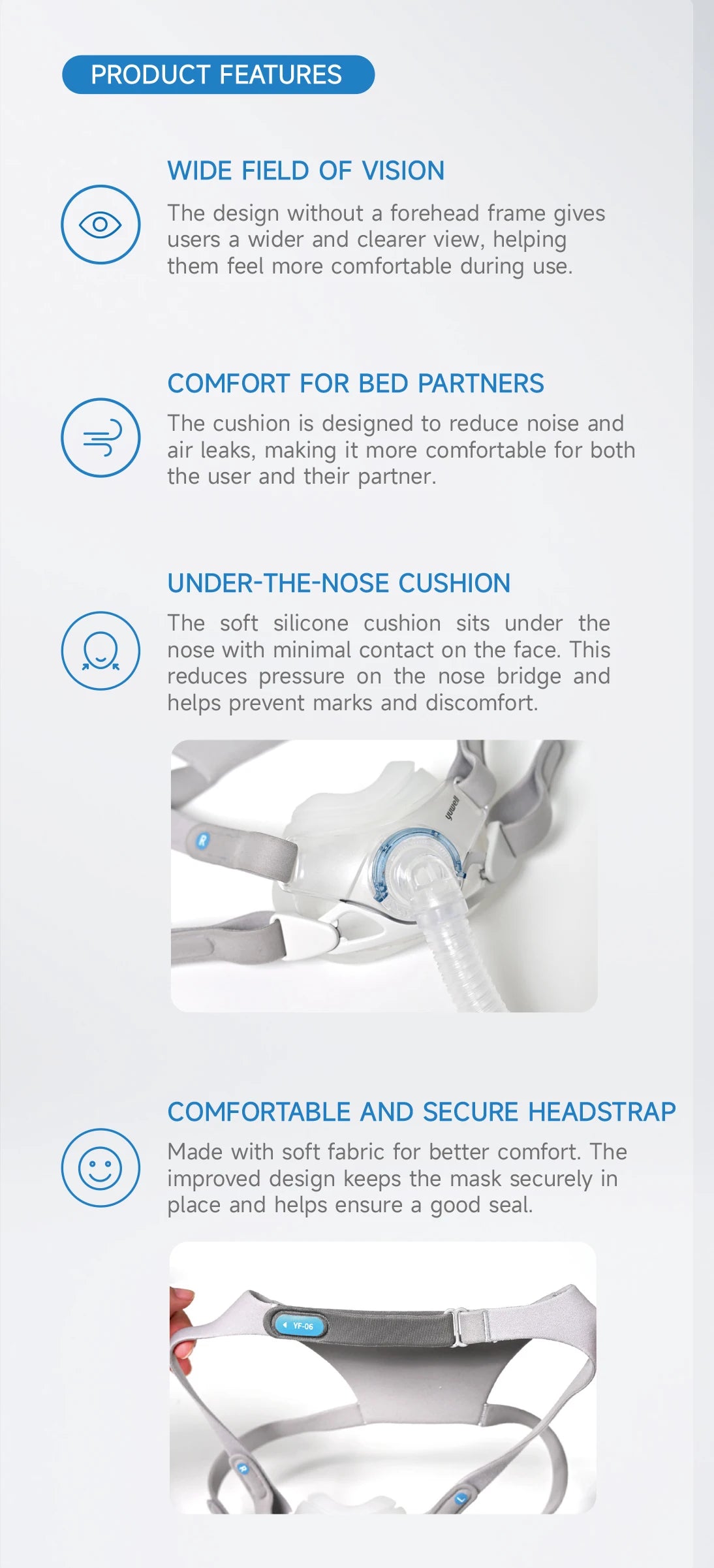 Yuwell YF-06 Cpap Mask with Headgear Full Mask Auto CPAP APAP BIPAP For Medical Air Breathing Machine Sleep Apnea Anti Snoring