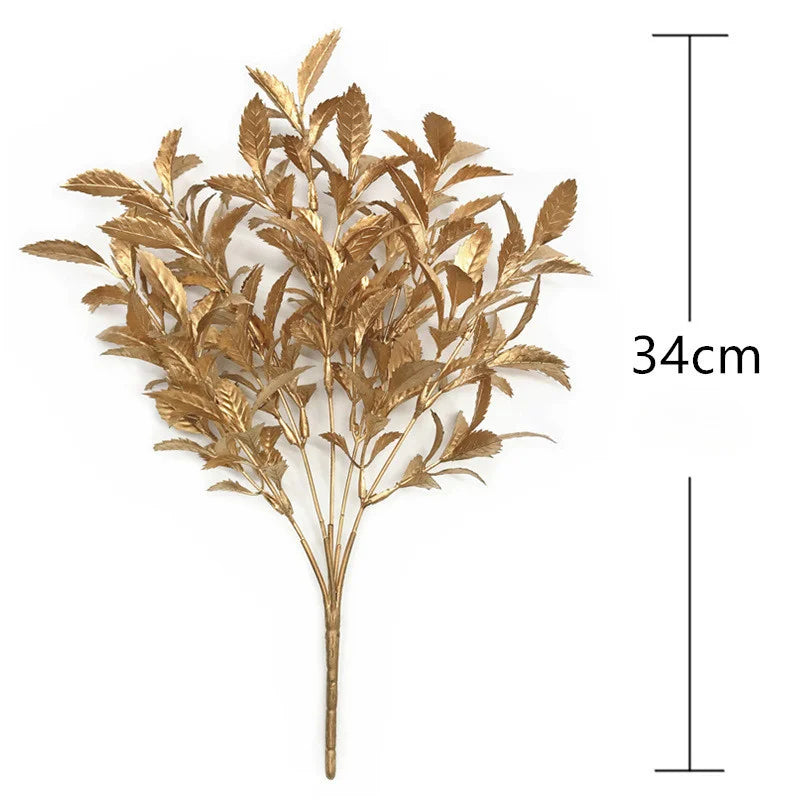 Luxury Golden Artificial Flower Arrangement Floral Display with Golden Leaves,for Christmas, Indoor Decor for Home Decorations