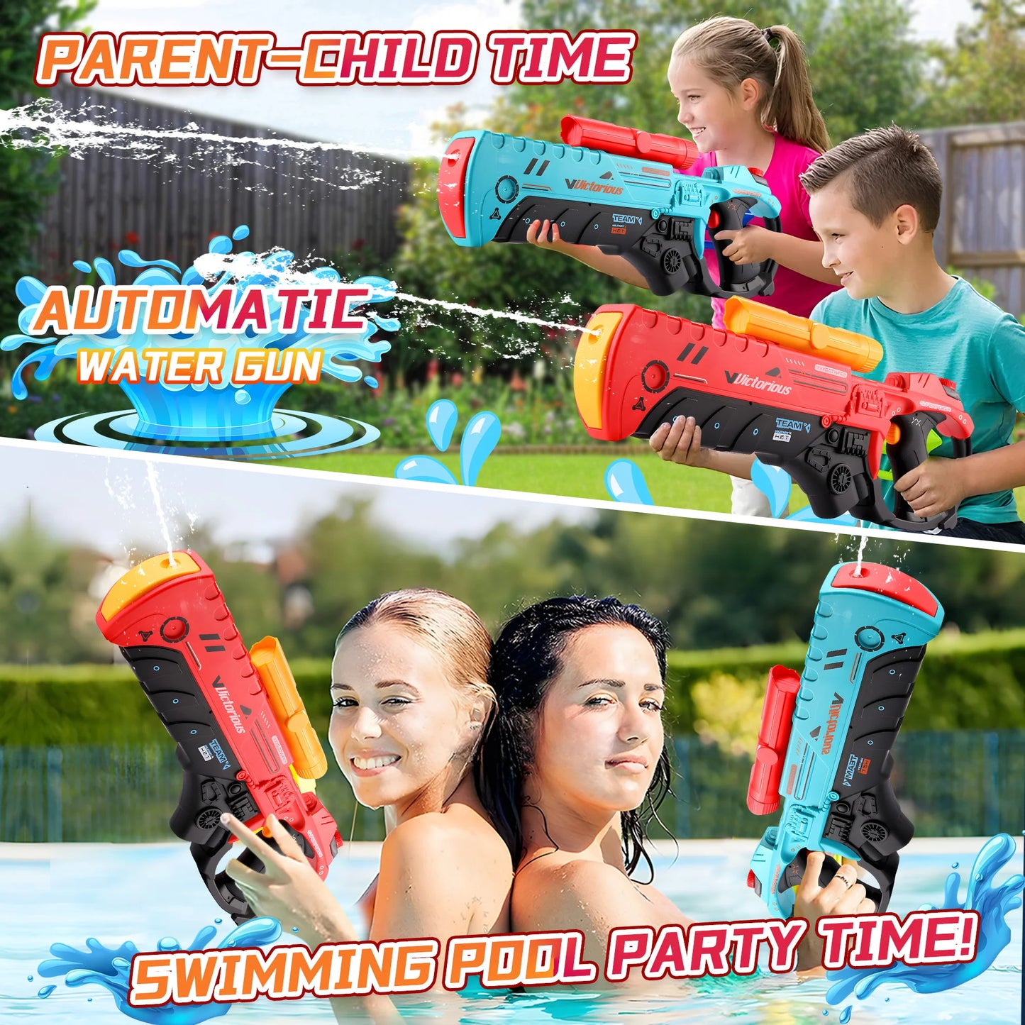 Electric Water Gun Powerful Automatic Water Gun Long Range Classic Big Electronic Watergun Beach Pool Toy Water Blaster for Kids