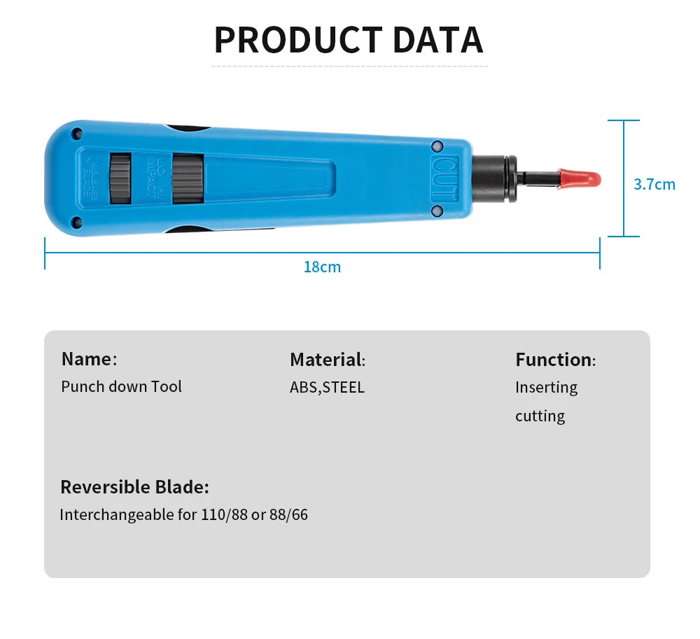 Punch Down Tool 66/88/110 Type Multi-function Network Cable Tool with Two Blades Telephone Impact Terminal Insertion Tools