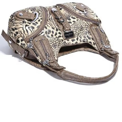 Versatile Women Handbags Leopard Shoulder Bag Top-handle Bag Fashion Satchel Dumpling Pack Shoulder Bag Large Tote Bag Purse