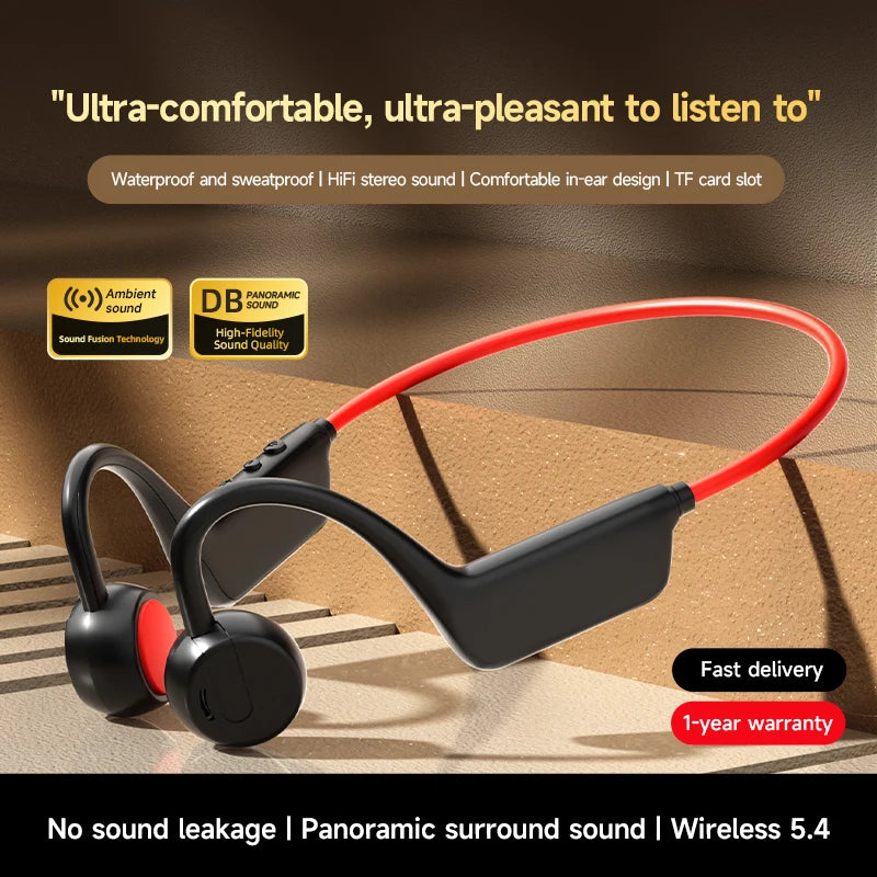 2026 Bone Conduction Headset Bluetooth 5.4 With Mic Waterproof Exercise Fitness Wireless Swimming Sports Headphone New