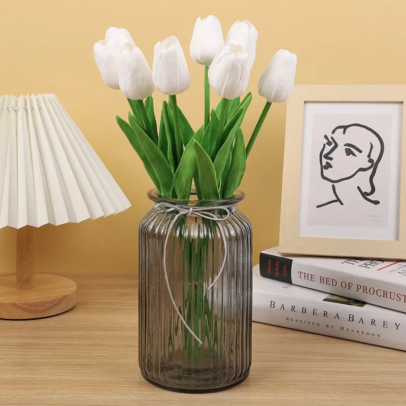 Artificial Flowers Tulip Bouquet Fake Flowers Wedding Garden Decoration Outdoor Home Garden Bouquet Vase Decor Plants
