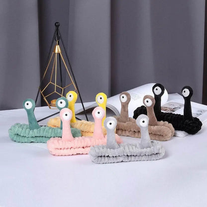 Cute Coral Fleece Cartoon Snail Headband Make up Elastic Face Wash Hairband Skin Care Spa Hairband Women Girl