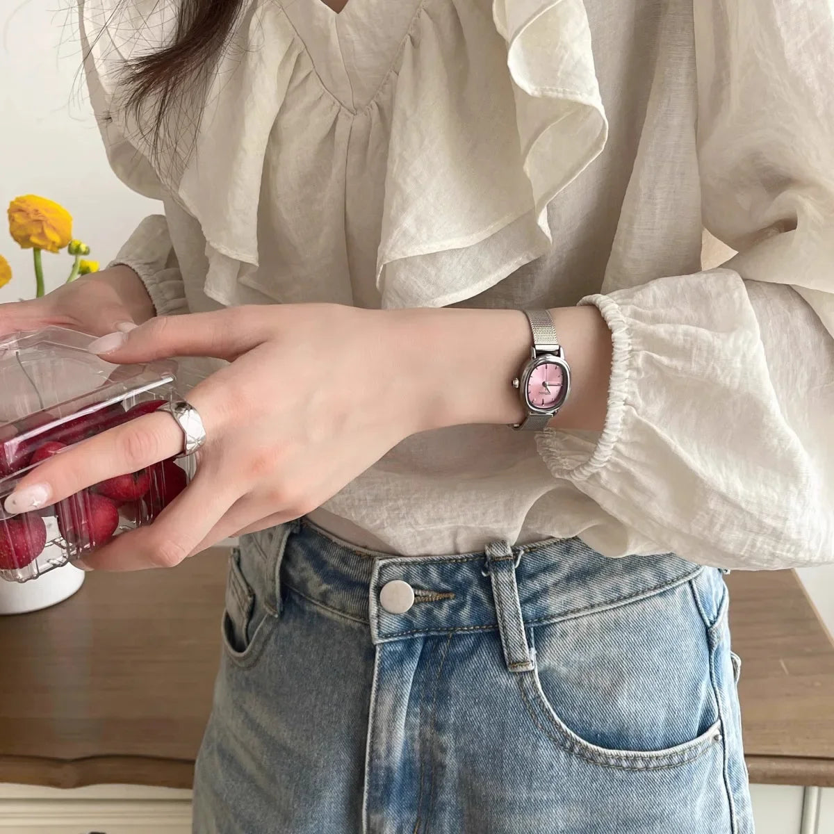 Simple Brand Women Watch Small Oval Dial Green Ladies Wristwatches Luxury Girl Gift Watch Dropshipping Relojes Para Mujer