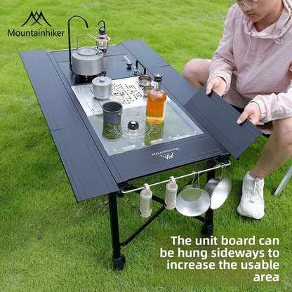 Folding IGT Camping Lift Table Mountainhiker, Portable Outdoor IGT Cooking System, 3-5 Tables, Multi-Purpose Camping Tables