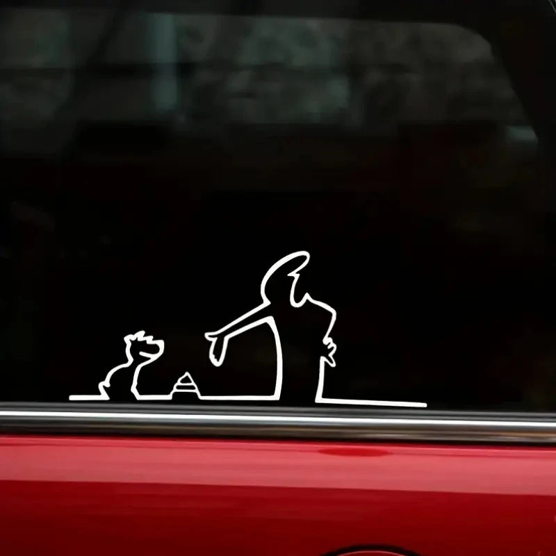 La Linea Minimalist Line Art Car Sticker Bumper & Window Door Wall Decal With Cartoon Character Design Home Car Decoration