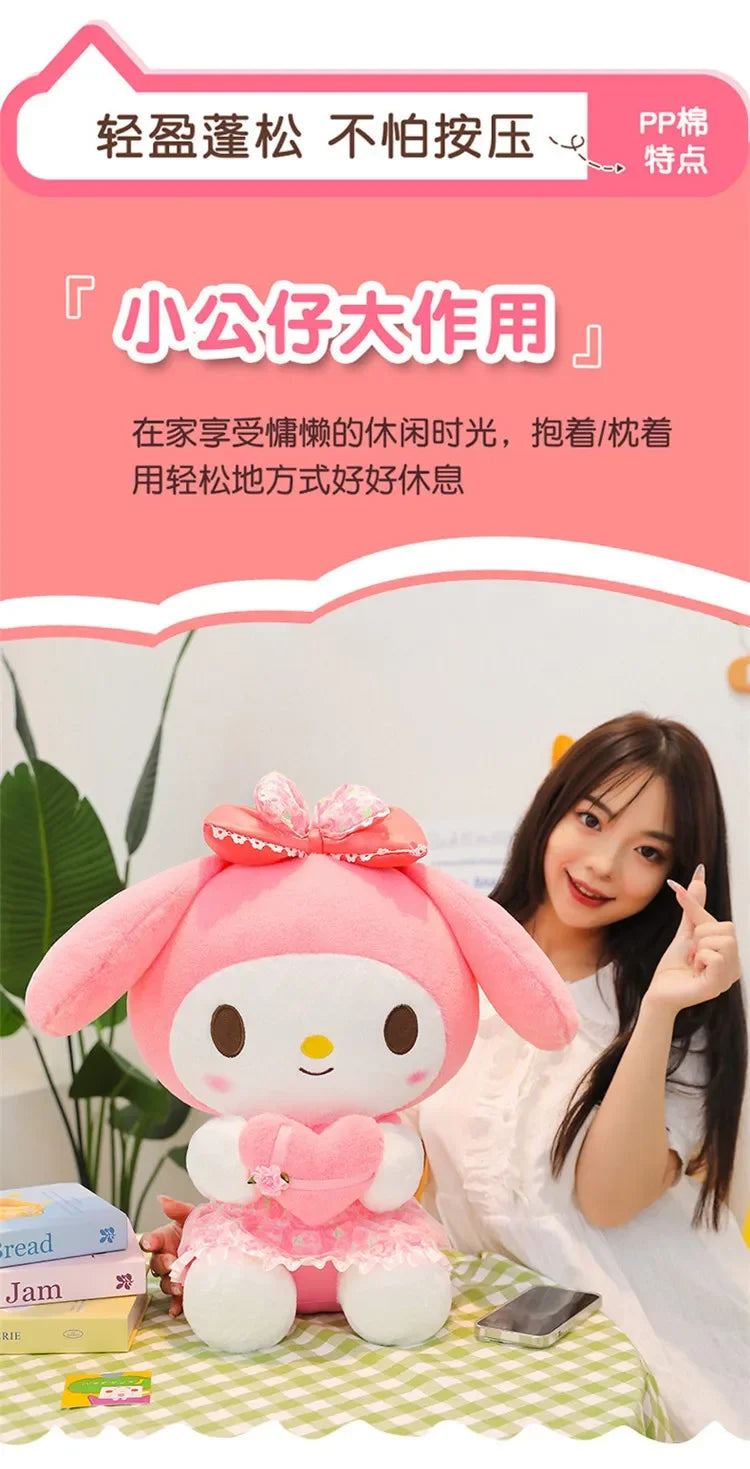 60cm Sanrio Kuromi Melody Hello Kitty Plush Toy Kawaii Cartoon Big Size KT Cat Plush Doll Soft Stuffed Pillow Kids Birthday Gift