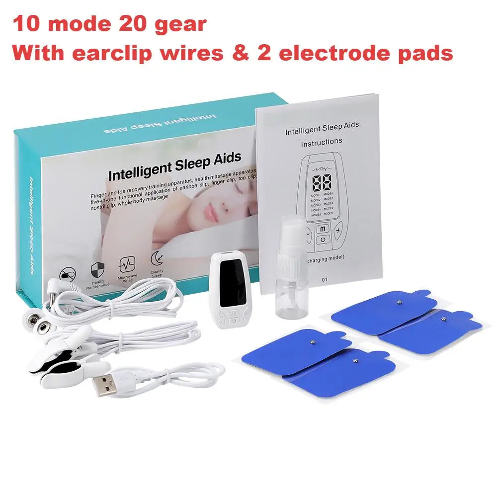 Microcurrent Sleep Aid Device Ear Clip CES 9 Levels 3 Modes Rechargeable Portable Relax Calm for Deep Sleep