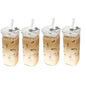 1PCS Square Heat Resistant Coffee Glass Cup With Lid and Straw Transparent Milk Tea Juice Cups Coffee Mug For Home Bar Drinkware