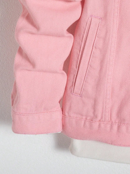 Men's Denim Jacket for Spring and Autumn. Pink Denim Coat. Simple and Versatile. For Daily Leisure.