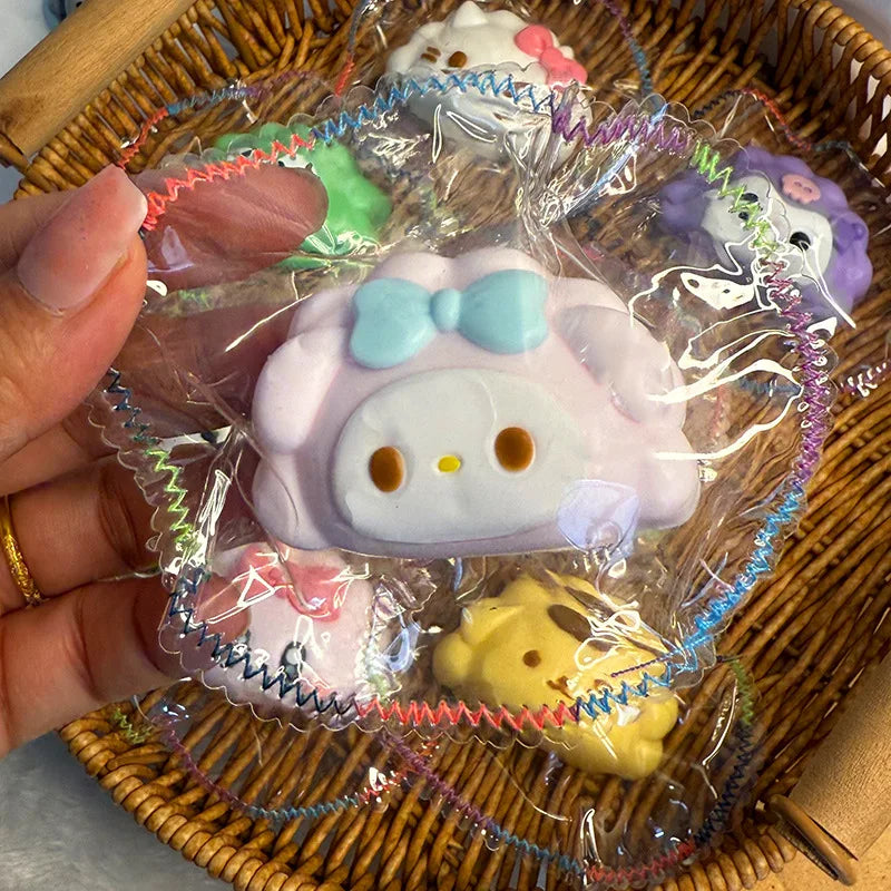 Hello Kitty Silicone Pinch Anime Figures Cartoon Dumplings Series Le Cream Slurry Stress Relief Squeeze Toys Decompression Gift