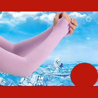 Invisible Sunscreen Seamless Ice Sleeves UPF50+ Cooling Silk Fabric UV Protection Arm Covers For Outdoor Sports Driving