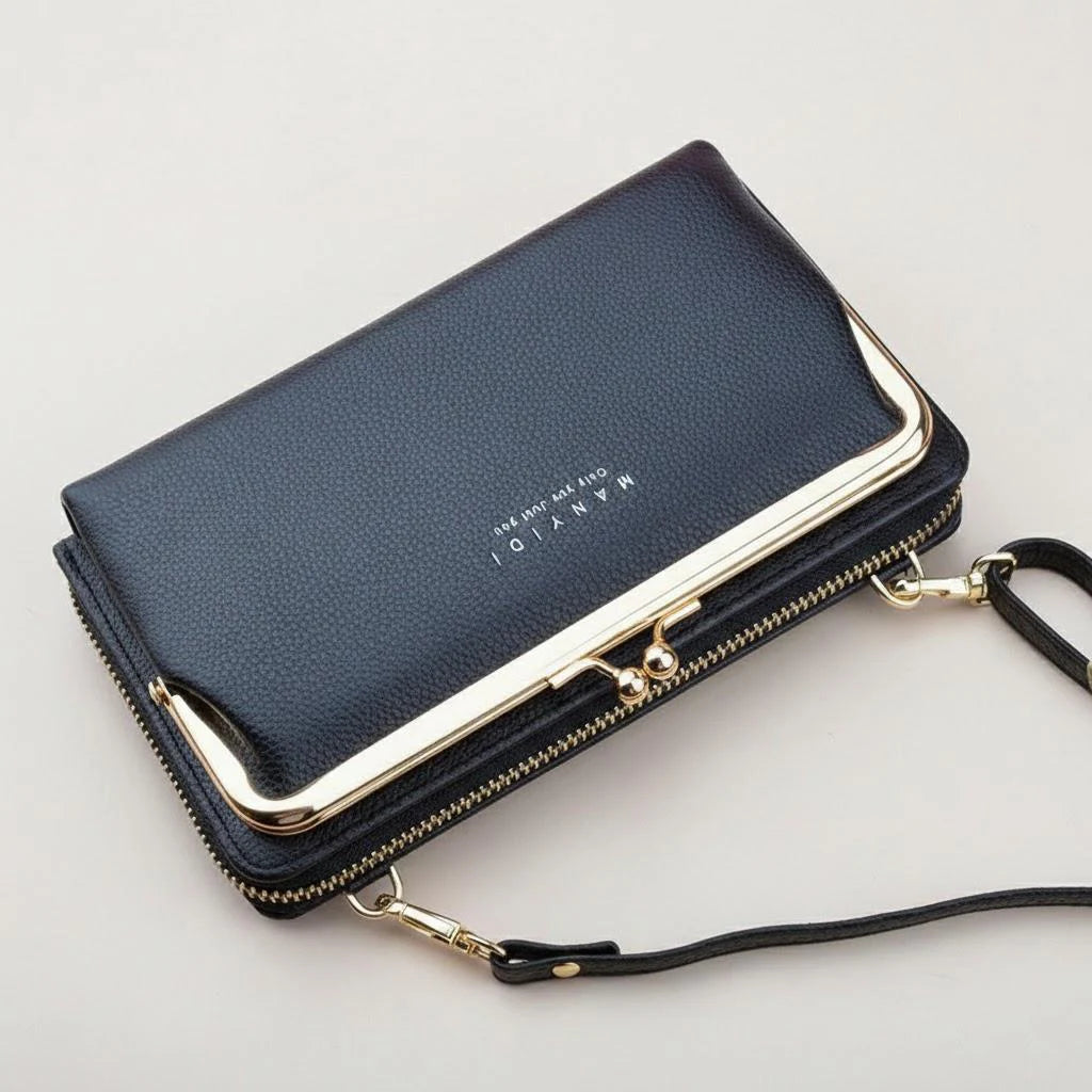 Ladies Crossbody Bag PU Leather Handbag Women Travel Casual Shoulder Bag Everyday Use Double Layer Mobile Wallet Clutch Purse