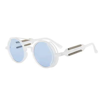 Klasyczne gotyckie okulary przeciwsłoneczne Steampunk Luksusowa marka Projektant Wysokiej jakości męskie i damskie retro okrągłe okulary przeciwsłoneczne z oprawką z PC