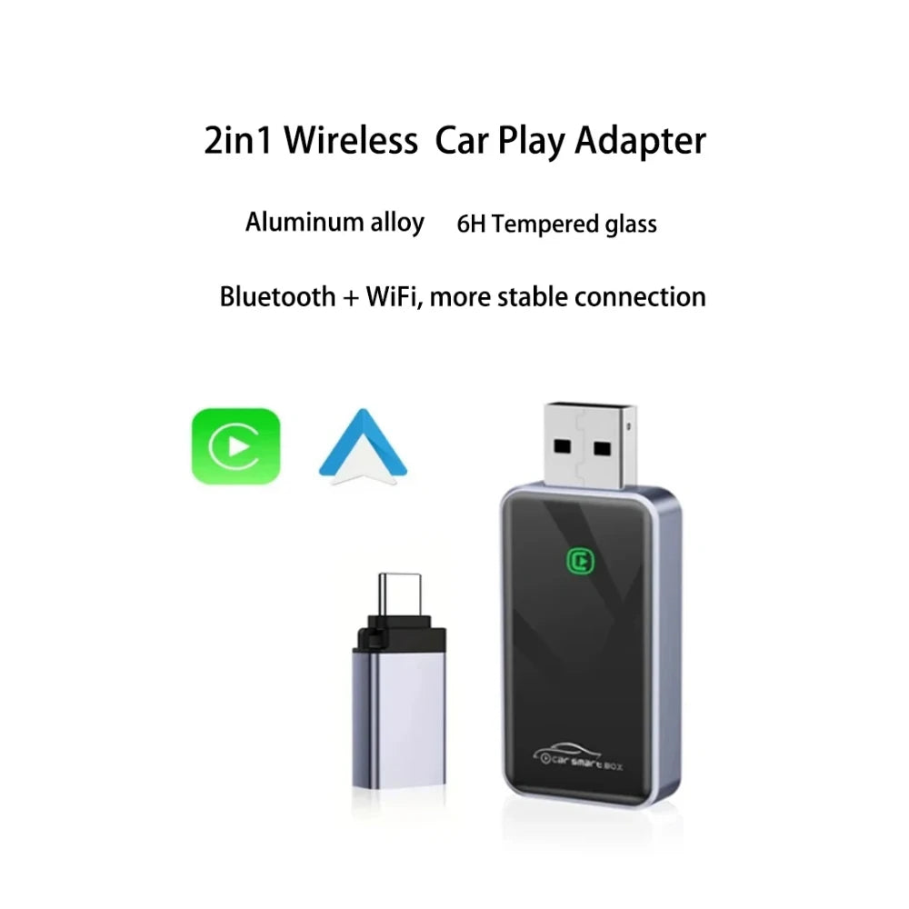 2in1 Wireless Carplay Adapter For iPhone android auto apple Wireless Carplay Mini USB Ai Box Carplay For Toyota Volvo Hyundai